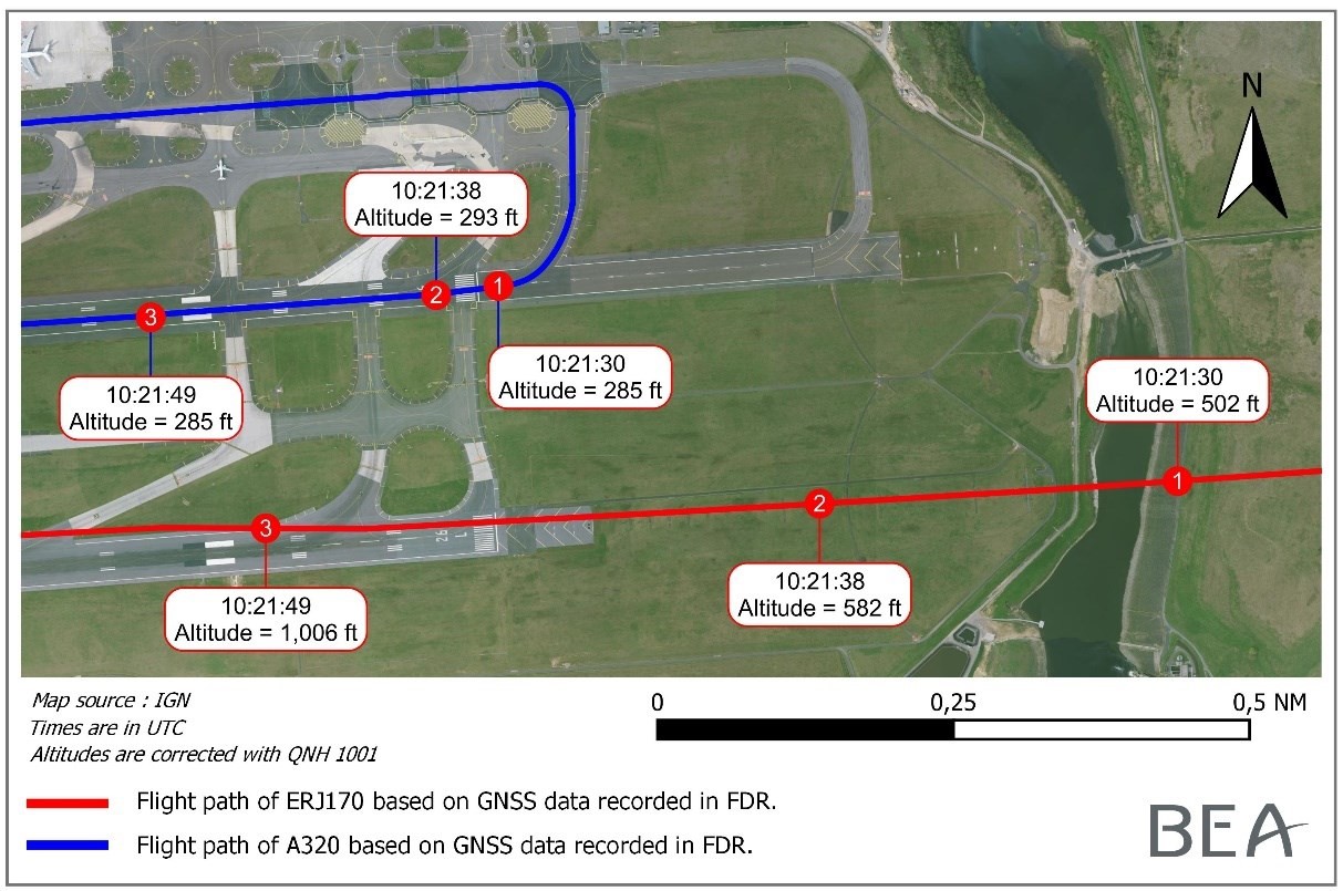E170 & A320 vic Paris CDG 2020 initial flight tracks